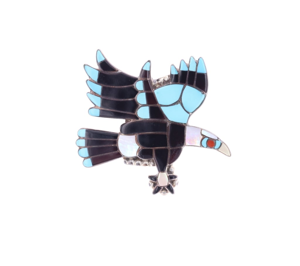 Zuni Fadrian & Vivica Bowannie Inlay Eagle Pendant (1 of 7)