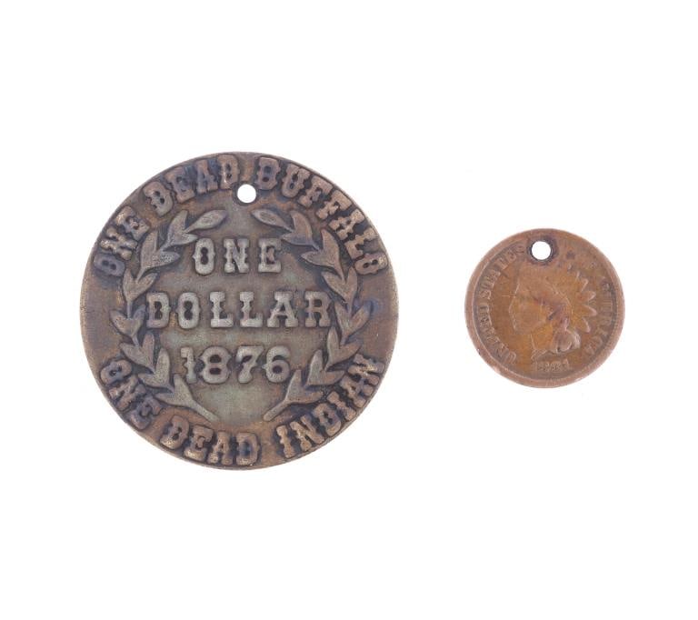 1$ Brass Token "One Dead Buffalo.." 1876 & Penny (1 of 12)
