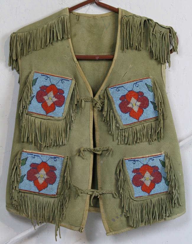 Sioux Indian Beaded Vest: This is a hand made Sioux Native American vest with hand made glass beads.