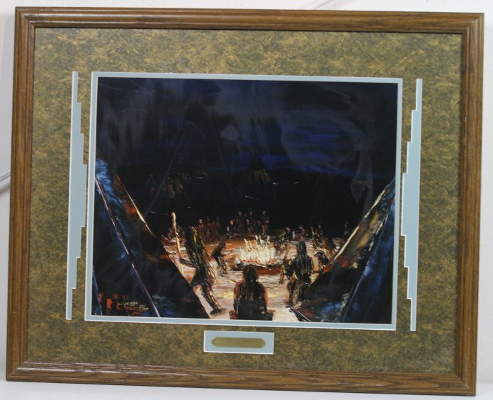 "The Celebration" by C. George: This Native American Print is matted and framed very well and measures 24.5"x30.5".