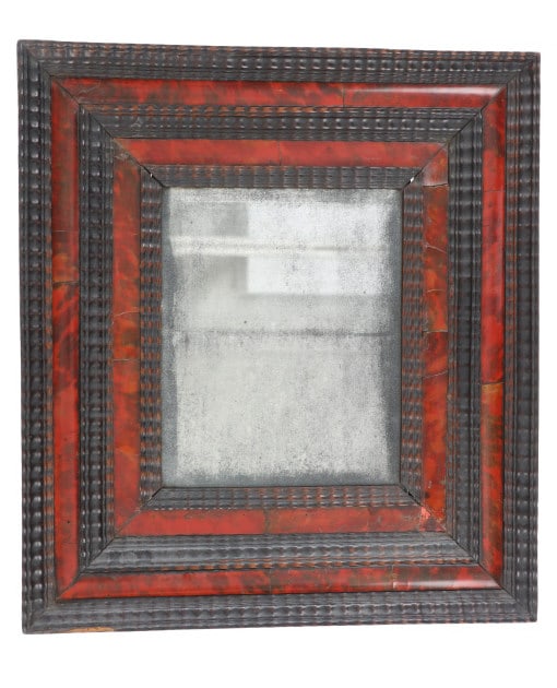 17th-18th C. Flemish Baroque Tortoise Shell Mirror: For your consideration is a Flemish Dutch Baroque Tortoise Shell Ebonized Mirror, circa 17th to 18th Century. The magnificent frame is veneered in exquisite tortoise shell with ripple-moulded bands of
