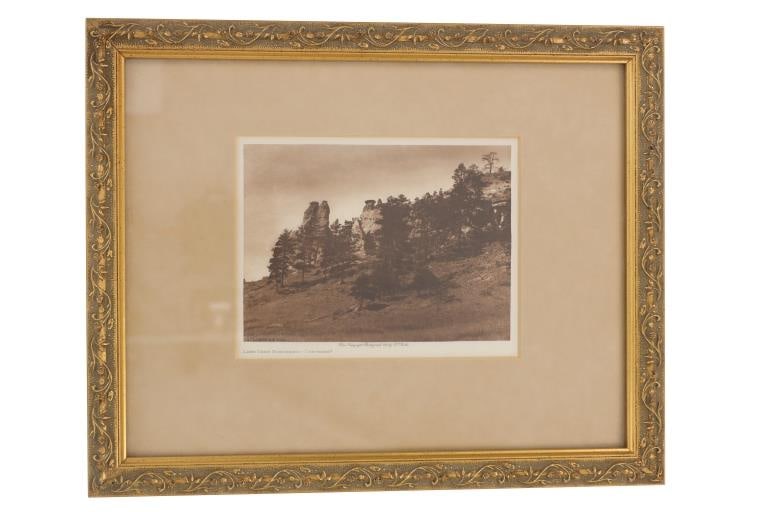 Ca. 1910 E. S. Curtis Lame Deer Monument Photo: For your consideration is this original E.S. Curtis (American 1868-1952) photogravure titled, "Lame Deer Monuments - Cheyenne" dated circa 1910. Edward Sherriff Curtis completed perhaps the earliest a