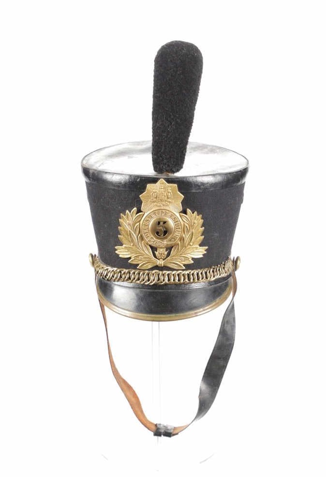 U.S. 5th Maryland Regiment Shako c. 1895: Featured in this lot is this U.S. 5th Maryland Regiment Shako circa 1890s-1900s. The hat, worn by the 5th Maryland National Guard in the late nineteenth and early twentieth centuries, is made of fiber