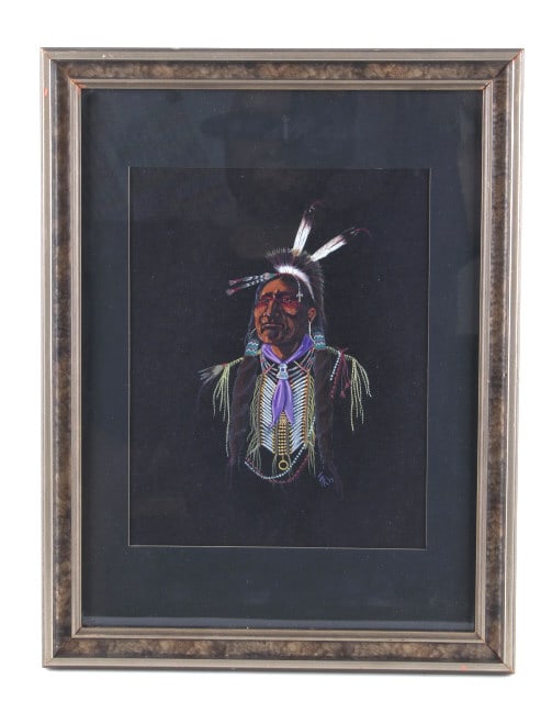 Navajo Franklin Kahn (1934-2010) Original Painting: Featured in this lot is this original painting done by renowned Navajo artist, Franklin Kahn (1934-2010) in 1977. Kahn was born on May 25, 1934, into the Bit'ahnii Din?? and Ts?n'iikin? Y??shch??n nt'