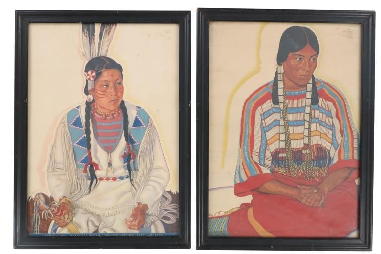 Winold Reiss (1886-1953) Two Framed Prints (2): Featured in this lot are two Winold Reiss (1886-1953) framed prints circa mid to late 1900s. F. Winold Reiss was a German-born American artist and graphic designer. In 1920 he went West for the first 