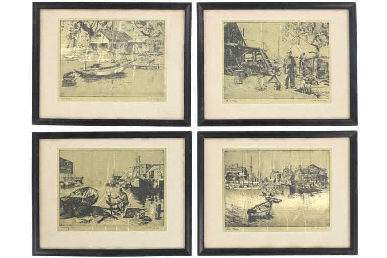 Lionel Barrymore Copper Foil Etchings c. 1940s (4): Featured in this lot are four Lionel Barrymore (1878-1954) copper foil etchings from 1940s. Lionel Barrymore was an American actor and artist, recognized for his Academy Award-winning role in A Free S