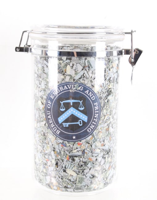 Shredded U.S. 100 Dollar Bills Approx. $100,000: For your consideration is a jar of Shredded United States One-Hundred Dollar bills totaling to approximately One-hundred Thousand Dollars from the Bureau of Engraving and Printing. If a bill is counte