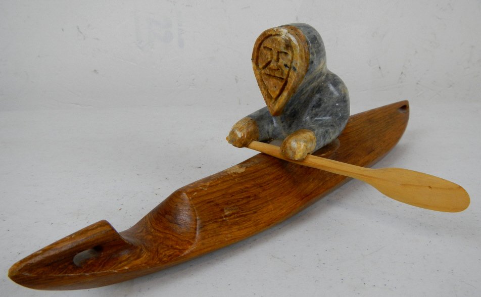 Inuit Eskimo Kayak Sculpture