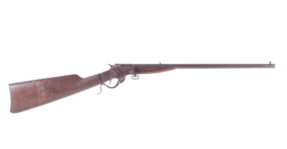 J. Stevens .32 Cal Marksman - 12 Tip-Up Rifle: Featured in this lot we have a J. Stevens Marksman - 12 tip-up rifle chambered in .32 long caliber. The rifle was manufactured in the early 1900's by J. Stevens Arms & Tools Company. The rifle display