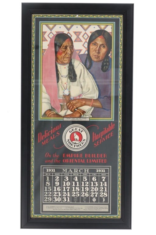 Winold Reiss Great Northern Railway Calendar 1931: For your consideration is this original, 1931 Winold Reiss calendar from the Great Northern Railway. F. Winold Reiss was a German-born American artist and graphic designer. In 1920, he went West for t