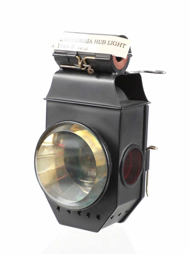 Columbia High Wheel Rare Bike Hub Light 1884-85: Featured in this lot is this rare, Columbia high wheel bike hub light made by The Pope Manufacturing Company in 1884-1885. Colonel Albert Augustus Pope started the Pope Manufacturing Company in Boston