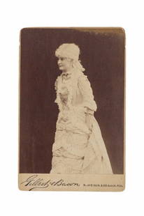 Gilbert & Bacon "Lotta Crabtree" Cabinet Card: Featured in this lot is this Gilbert & Bacon "Lotta Crabtree" cabinet card circa 19th century; Provenance: From the Tombstone Western Heritage Museum in Tombstone, Arizona. This cabinet card features
