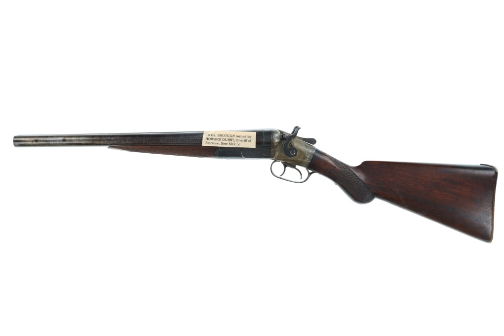 Sheriff Howard Durst New Mexico Coach Gun 19th C.: For your consideration is this Antique N.R. Davis & Co. Double Barrel Side-by-Side Coach Gun chambered in 10 gauge, circa 1881 to 1890s. Provenance: From the Tombstone Western Heritage Museum in Tombs