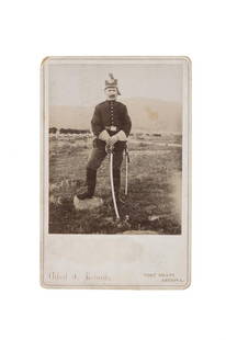 Albert F. Korauk Fort Grant, Arizona Cabinet Card: Featured in this lot is this Fort Grant, Arizona from Albert F. Korauk circa 19th century; Provenance: From the Tombstone Western Heritage Museum in Tombstone, Arizona. The cabinet card features a won