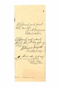 Ca. 1879 Lincoln, NM Mercantile Ledger-A.A.McSween: Featured in this lot is this Lincoln, NM mercantile ledger signed by A.A. McSween circa 1879; Provenance: From the Tombstone Western Heritage Museum in Tombstone, Arizona. Alexander McSween (June 15,