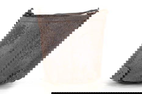 Tombstone Mining & Milling Co. Ore Bucket: Featured in this lot is this ore mining bucket from The Mine & Smelter Supply Co. used at the Tombstone Mining and Milling Company in Tombstone, Arizona Territory circa 1870-1880's; Provenance: From t