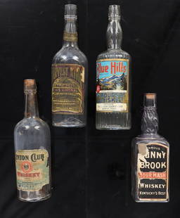 Rare Tombstone Whiskey Bottles, ca. 1890s-1910s: For your consideration are Rare Tombstone Whiskey Bottles, circa 1890 to 1910s. Provenance: Tombstone Western Heritage Museum, Tombstone, Arizona. Included bottles are from N. M. Uri & Co. Kenton Club