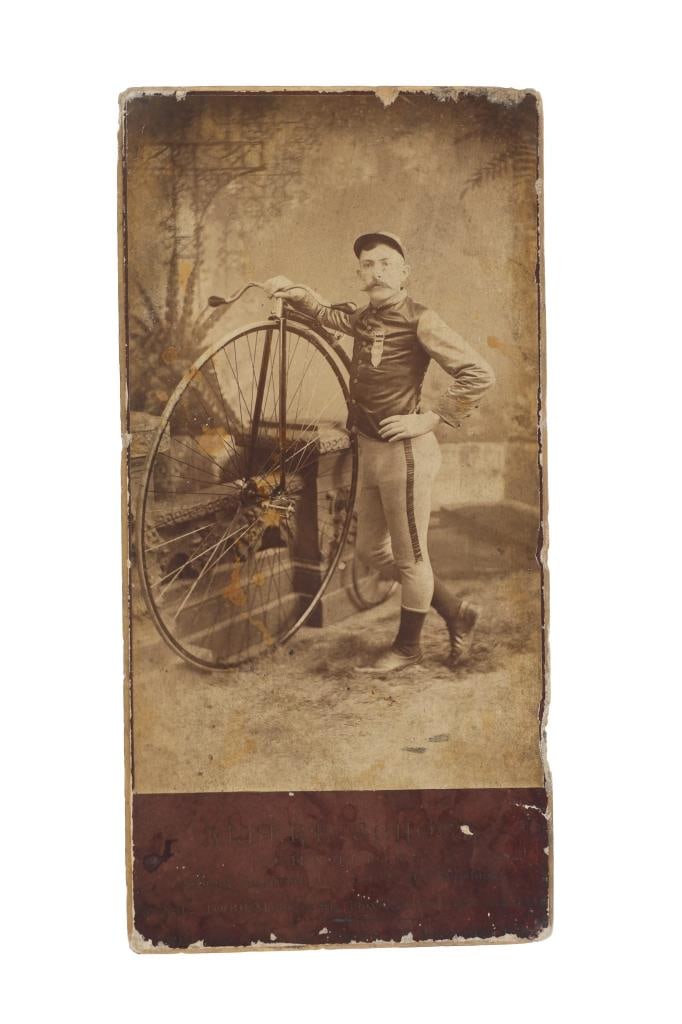 Albert S. Hock: Champion Bicyclist Cabinet Card: Featured in this lot is this Imperial cabinet card of Albert S. Hock champion and record setting bicyclist circa 19th century; Provenance: From the Tombstone Western Heritage Museum in Tombstone, Ariz