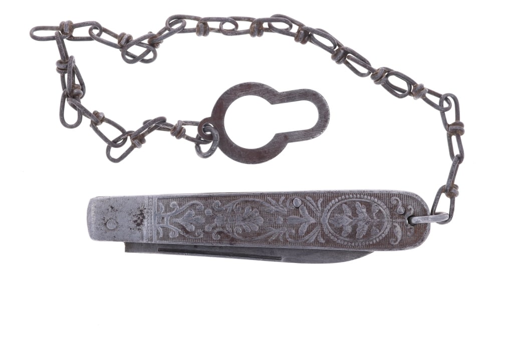 Lions Cutlery Ornate Cowboy Jack Knife c. 1890's: Featured in this lot is this cowboy jack knife made by Lyons Cutlery circa 1890's and found in Tombstone; Provenance: From the Tombstone Western Heritage Museum in Tombstone, Arizona. This knife featu