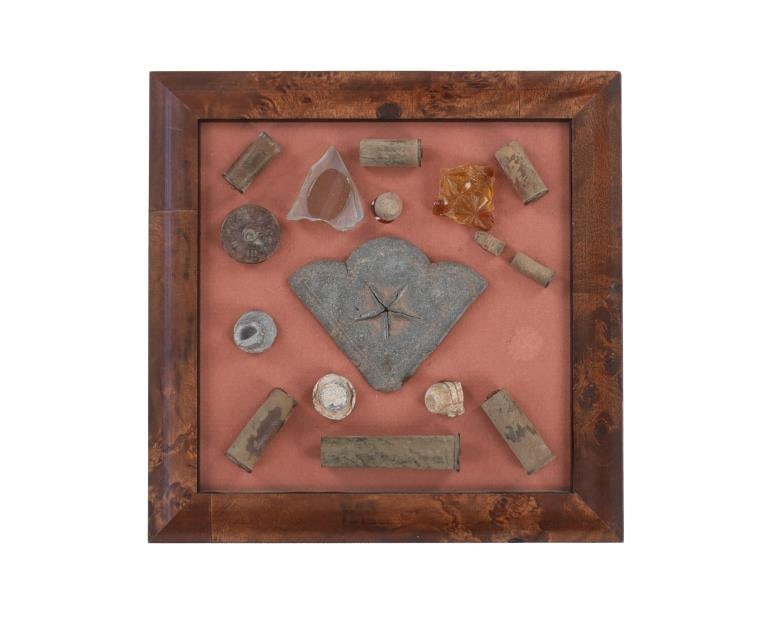 Tombstone, A.T "Saloon & Outlaw" Excavated Display: Featured in this lot is this display of excavated artifacts found in Tombstone at the Sanders Ranch in 2002 by Stephen Elliott, Jerry Sanders, and George Scott Polka circa 19th century; Provenance: Fr