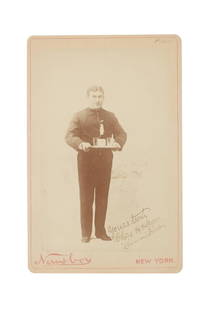 Rare Original Newsboys Cabinet Card C. H. Hopper: Offered in this lot is a Rare Original Newsboys Cabinet Card of C. H. Hopper, circa 1896. Provenance: From the Tombstone Western Heritage Museum in Tombstone, Arizona. "Newsboy" cabinet cards were giv
