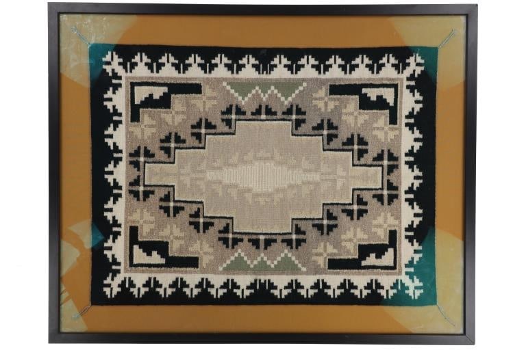 Ca. 1960-70 Navajo Two Grey Hills Fine Rug Framed (1 of 8)