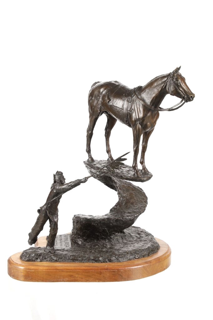 Ben Johnson "Appaloosa The Nez Perce Horse" Bronze: Featured in this lot is this bronze sculpture titled "Appaloosa the Nez Perce Horse" by American artist Ben Johnson circa 1980; this bronze was originally created for the Award of the top Appaloosa Ra