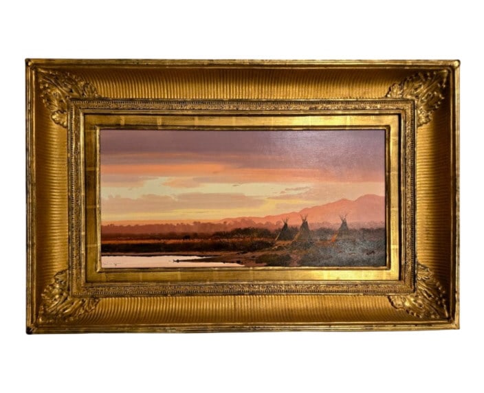 Michael Coleman (1946-) Oil of Tipi Camp at Sunset (1 of 13)