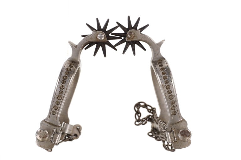 Ca. 1940's North & Judd Anchor Marked Spur Pair: Featured in this lot is this pair of North and Judd anchor marked spurs circa 1940's. The spurs feature a wonderfully and professionally crafted stainless steel construction that shows a haughty ten t