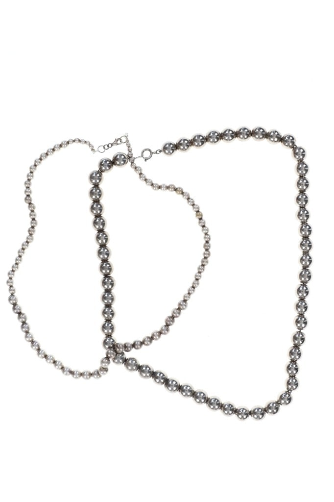 Navajo Sterling Silver Pearl Necklace Pair c 1970s (1 of 12)