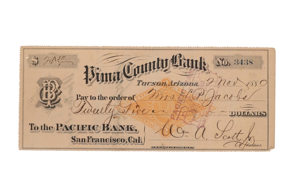 Mrs. Lionel Jacobs Signed Pima County Bank Note (1 of 9)