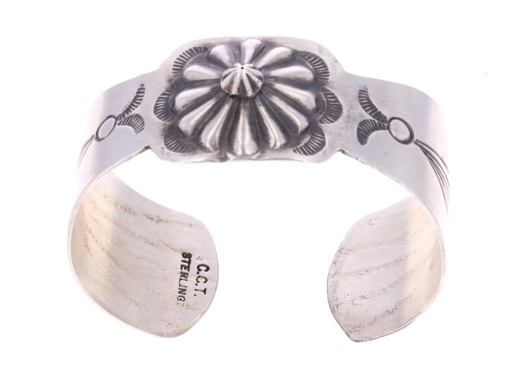 Navajo C. Tsosie Embossed Sterling Silver Bracelet: For your consideration is this Navajo, sterling cuff bracelet made by Navajo silversmith Chaz Tsosie. The bracelet features a wonderfully and professionally crafted sterling silver construction that s