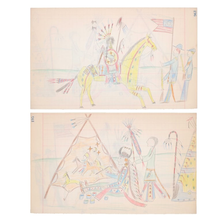 Ca. 1890 Lakota Sioux Ledger Drawings (2) (1 of 17)