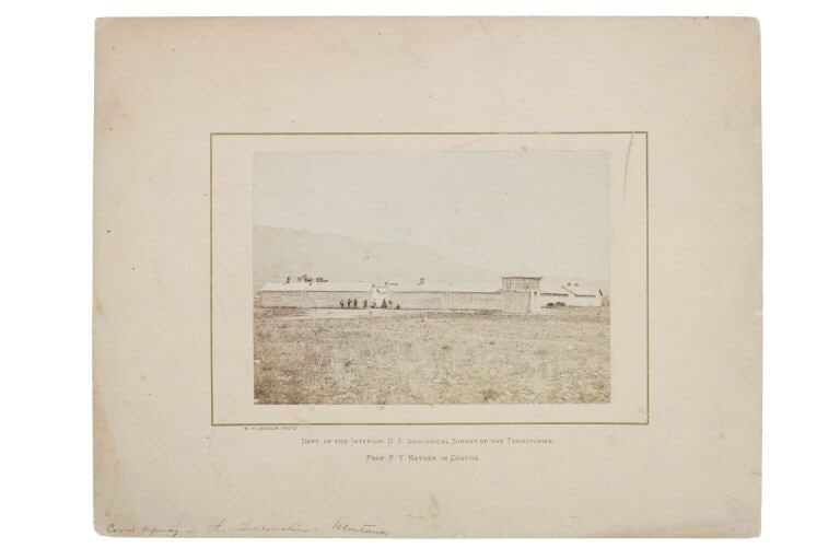 Ca. 1871 Crow Agency on Yellowstone - W.H. Jackson: This is the earliest known mammoth plate photograph of the Crow Indian Agency on the Yellowstone River in Montana Territory taken by William Henry Jackson (1843-1942) for the Department of the Interio