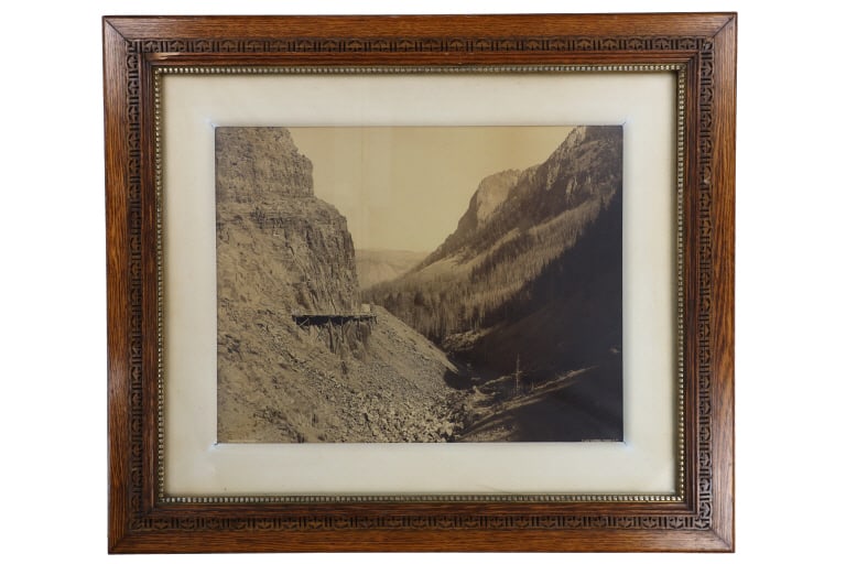 Frank Jay Haynes (1853-1921) Mammoth Plate Photo: This is an incredibly rare and important mammoth plate albumen photograph No. 3149 Golden Gate by Frank Jay Haynes (1853-1921) circa early 1880?s from an ex-museum Eastern Montana collection. The imag
