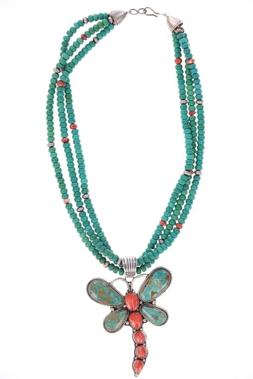 Navajo E. Richards Spiny Oyster Turquoise Necklace (1 of 7)