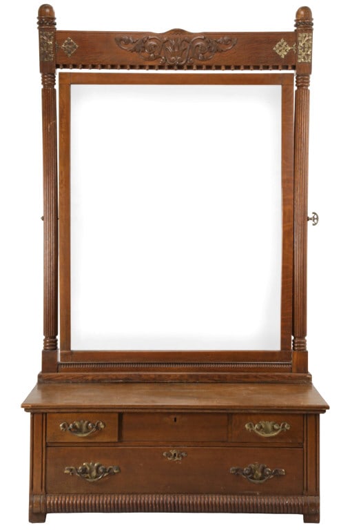 Ca. 1890 Oak Gentleman's Dresser w/ Beveled Mirror (1 of 10)