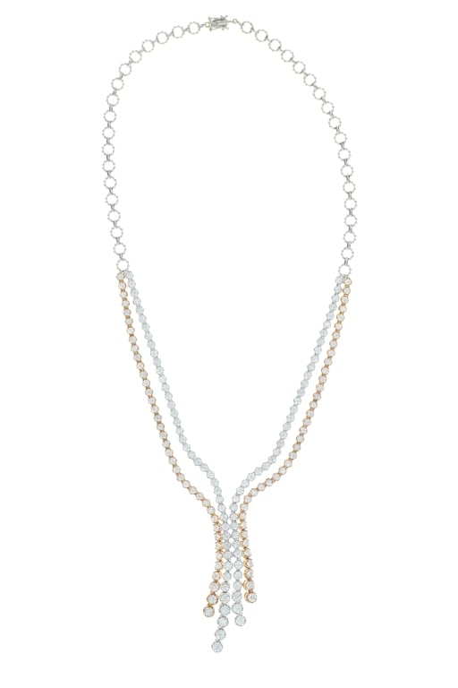 Beautiful GGA 9.43 CTW Diamond & 18K Gold Necklace: Featured in this lot is this gorgeous, 18K gold & 9.43 CTW brilliant cut diamond necklace with GGA paperwork. The necklace features an 18K white & rose gold construction and is set with one-hundred an