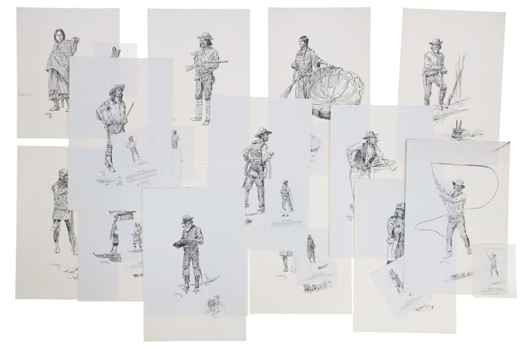 Charles M. Russell Reproduction Sketches (14) (1 of 8)