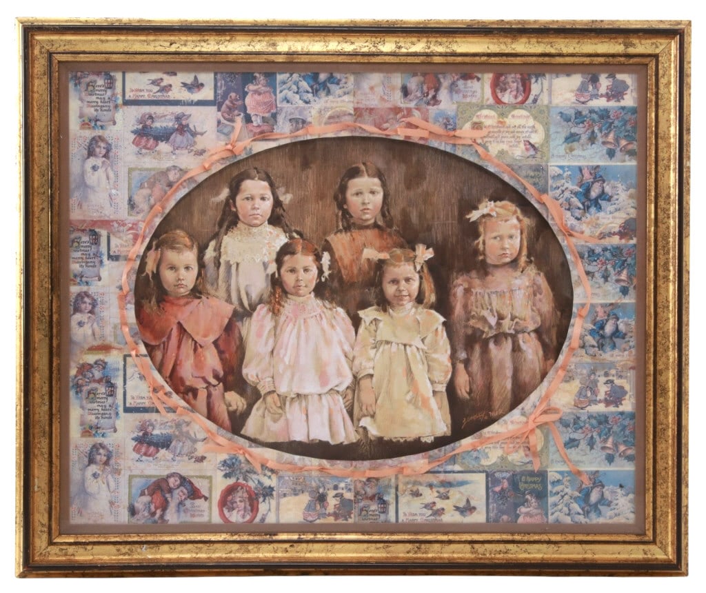 Jessica Zemsky, "Last Christmas At Grandmas": For your consideration is an Original Jessica Zemsky, "Last Christmas At Grandmas", circa late 1900s, watercolour, gouache and crayon collage. Jessica Zemsky (1923-2024) was a Western artist from Big