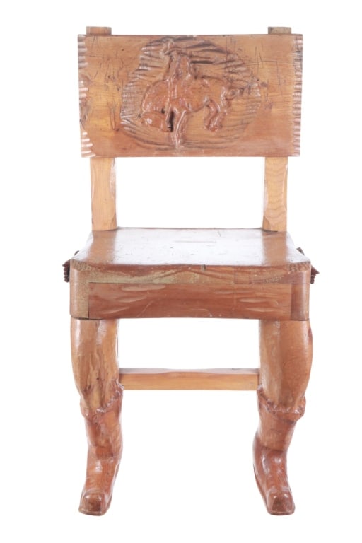 Hand Carved Folk Art Western Children's Chair (1 of 11)