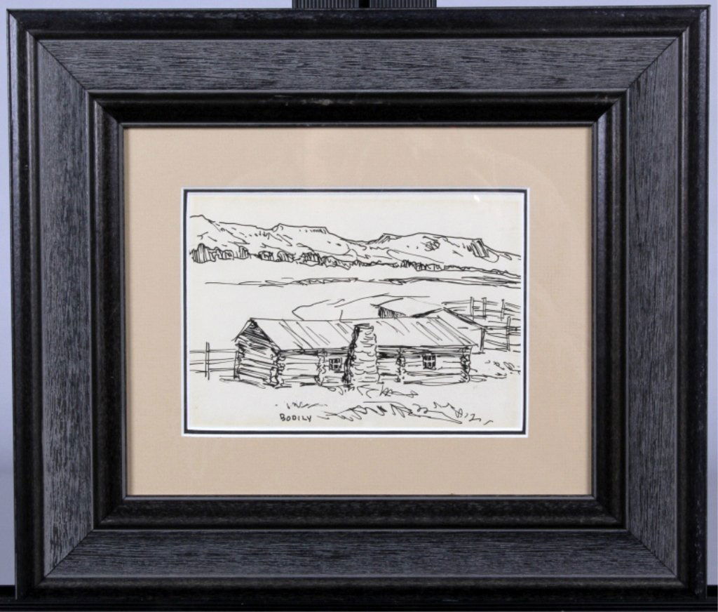 Original Pen Artwork by Sheryl Bodily: This is an original pen ink artwork done by Columbia Falls, Montana artist Sheryl Bodily. Sheryl was discovered at the Charles Russell Auction in Montana. His works have been selling ever since and ex