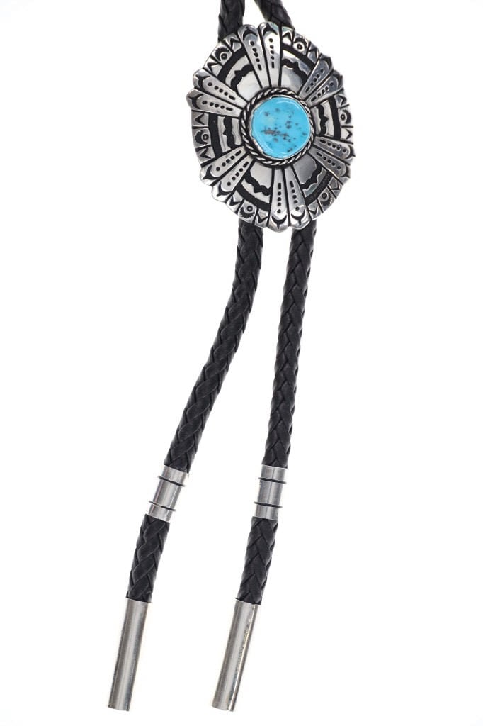 Navajo Tommy Singer Turquoise Silver Bolo Tie (1 of 5)