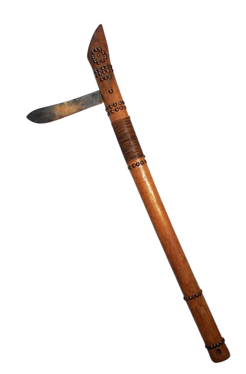19thc. Yankton Sioux Knife Blade Gunstock War Club (1 of 6)