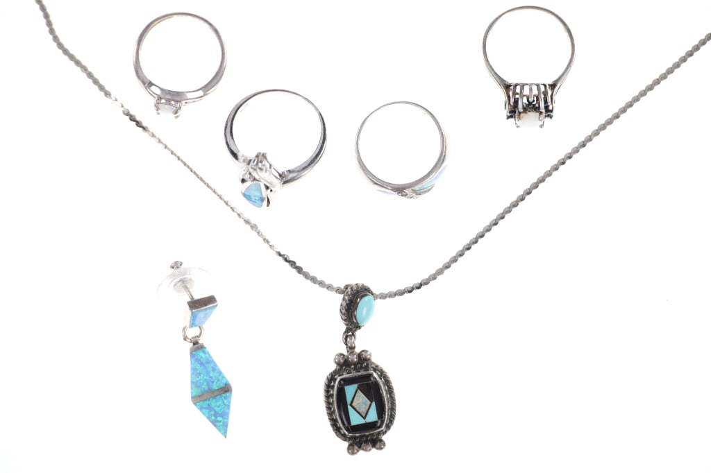 Sterling Silver Variety Opal, Topaz, & Jet Jewelry (1 of 20)