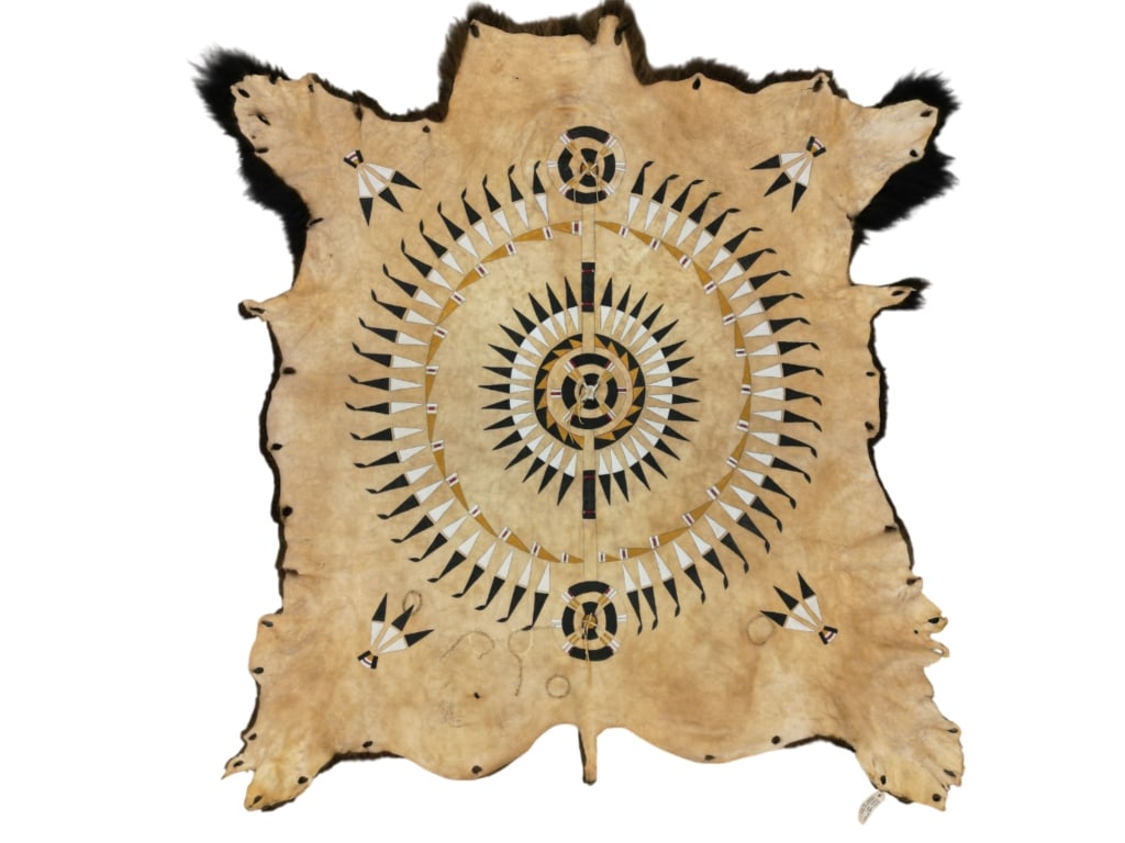 Sioux Black War Bonnet Society Painted Bison Robe (1 of 20)