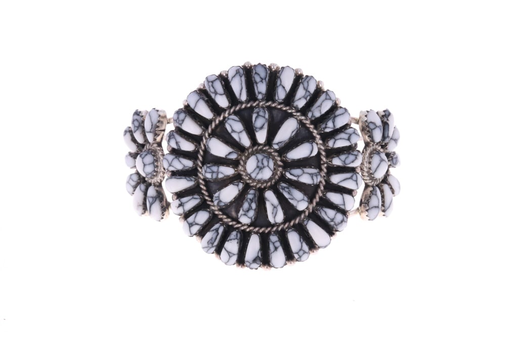 Navajo Silver White Buffalo Turquoise Bracelet (1 of 8)