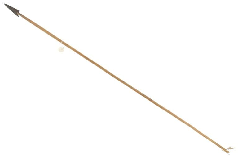 Little Crow Sioux War Lance Spear ex-C.M. Russell: The lot features a large, late-19th-century Sioux War Lance Spear from Little Crow Dakota Sioux marked 1910 from the ex-C.M. Russell Museum Great Falls, Montana an John Kleinschmidt collections /