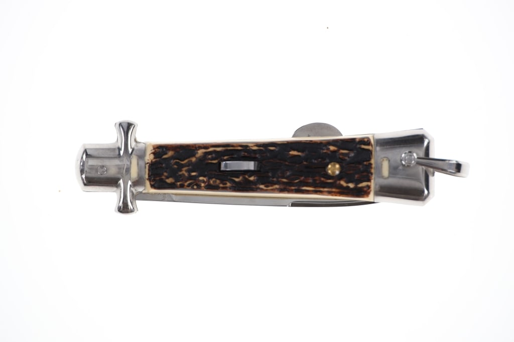 Bargeon Inox French Stiletto Switchblade Faux Stag (1 of 7)
