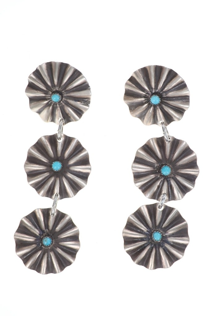 Navajo Sterling & Cripple Creek Turquoise Earrings (1 of 4)